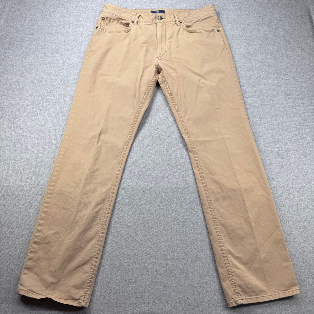 Polo Ralph Lauren Stretch Twill Pants Men 34x32 (Actual 34x30)Tan Khaki 5 Pocket